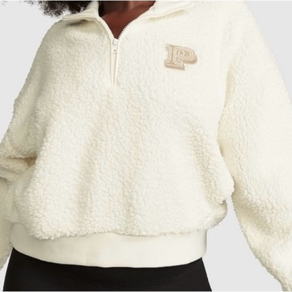 PINK Victoria's Secret Jackets & Blazers - Cream Sherpa Quarter-Zip Pullover